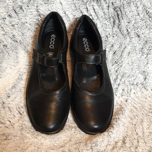 Black leather ECCO mules